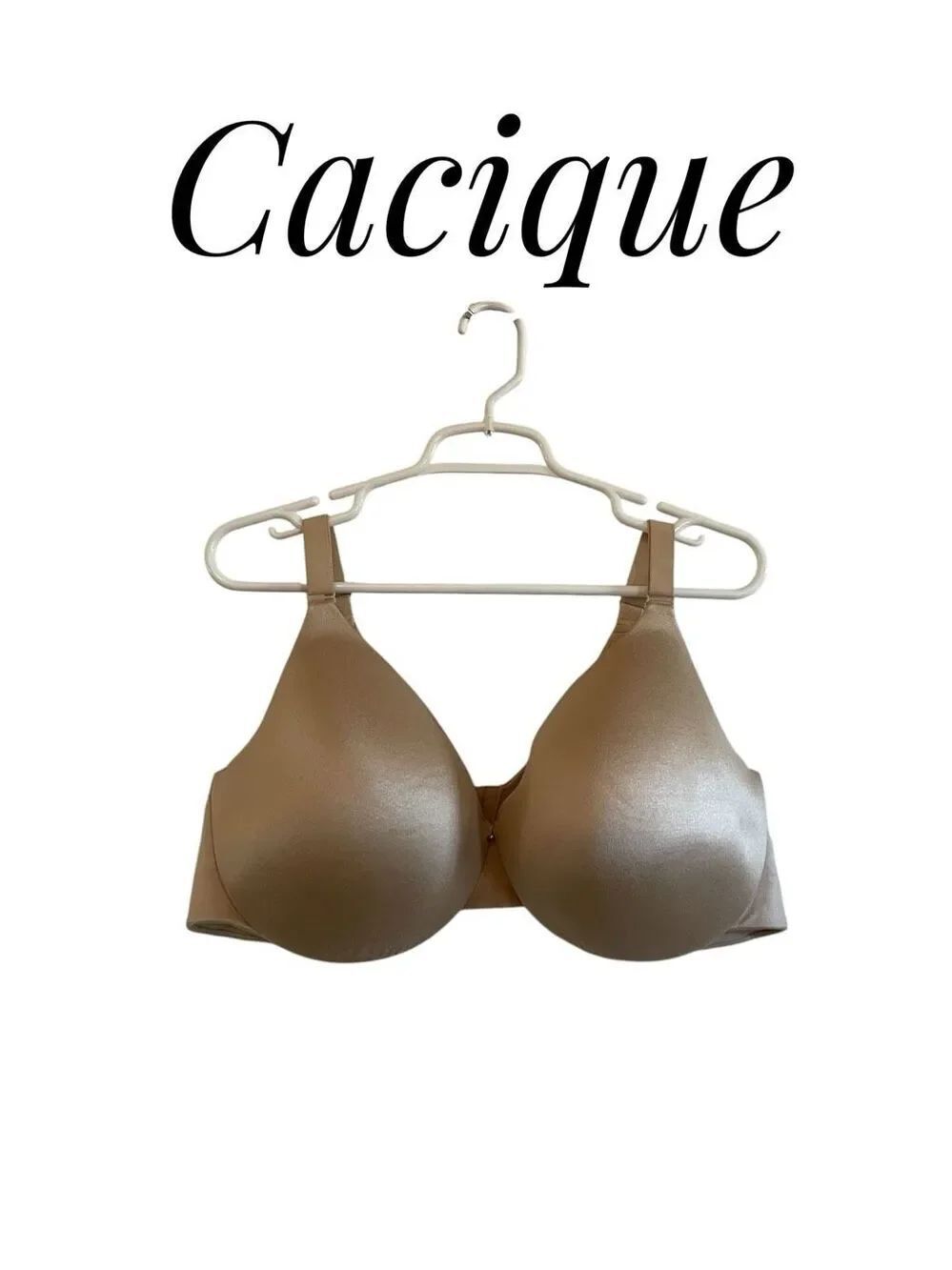 Cacique 46D Beige Bra Underwire Support Full Coverage Full Support
